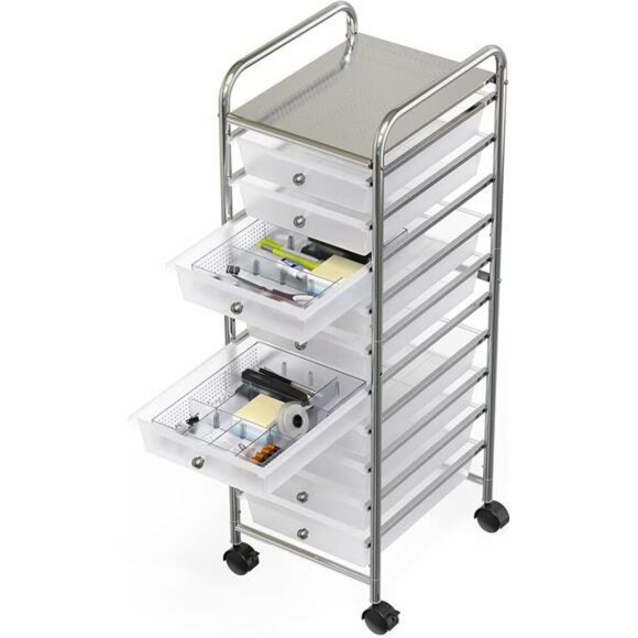 Clear Drawer Organizer Tray with Adjustable Dividers for Office Desk Storage - Picture 7 of 8